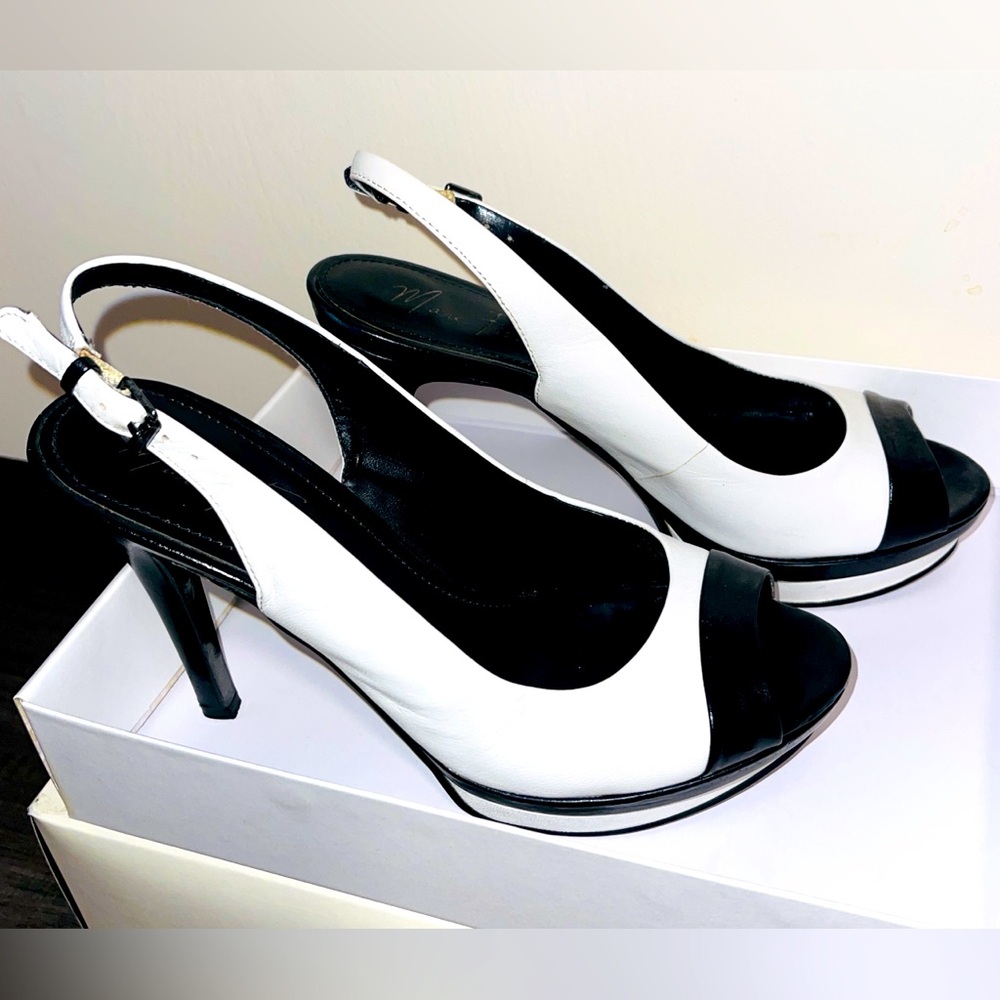 Black and white gorgeous slingback heels